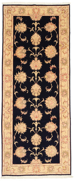 Tabriz 50 Raj Med Silke Tæppe 123X310 Ægte Orientalsk Håndknyttet Tæppeløber Mørkelilla/Rust (Uld/Silke, Persien/Iran)
