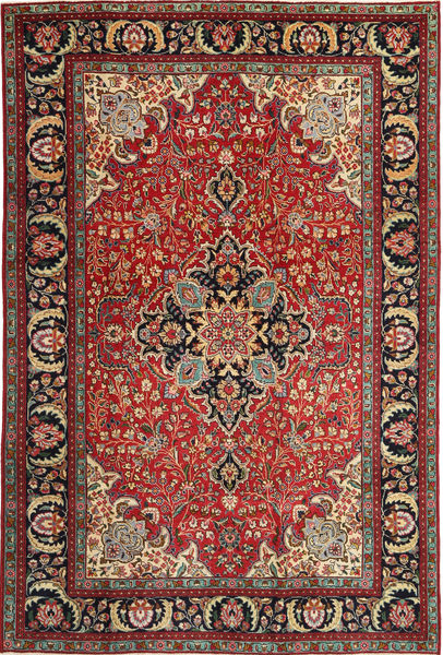  Tabriz Patina Tæppe 205X305 Ægte Orientalsk Håndknyttet Mørkerød/Mørkebrun (Uld, Persien/Iran)