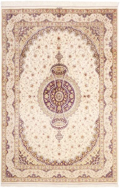  Ghom Silke Tæppe 161X237 Ægte Orientalsk Håndknyttet Beige/Lyserød (Silke, Persien/Iran)