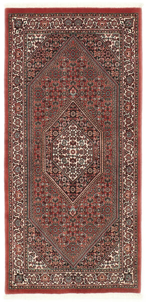  Bidjar Med Silke Tæppe 70X145 Ægte Orientalsk Håndknyttet Mørkerød/Brun (Uld/Silke, Persien/Iran)