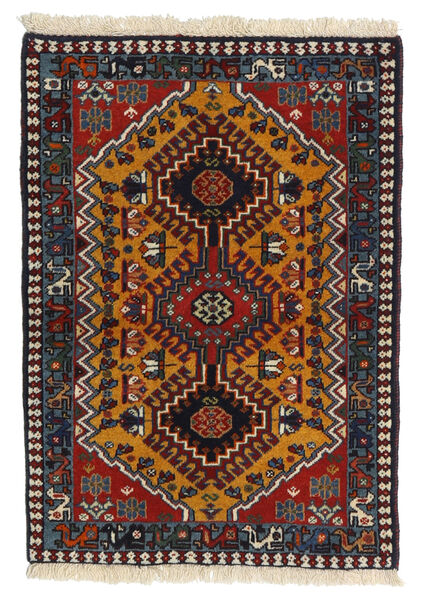  Yalameh Tæppe 62X87 Ægte Orientalsk Håndknyttet Mørkebrun/Mørkerød (Uld, Persien/Iran)