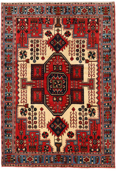  Nahavand Tæppe 137X197 Ægte Orientalsk Håndknyttet Mørkebrun/Mørkerød (Uld, Persien/Iran)