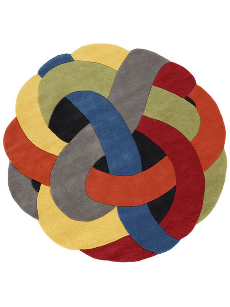  Colorful Knot - Multicolor Tæppe Ø 100 Moderne Rundt Multicolor (Uld, )