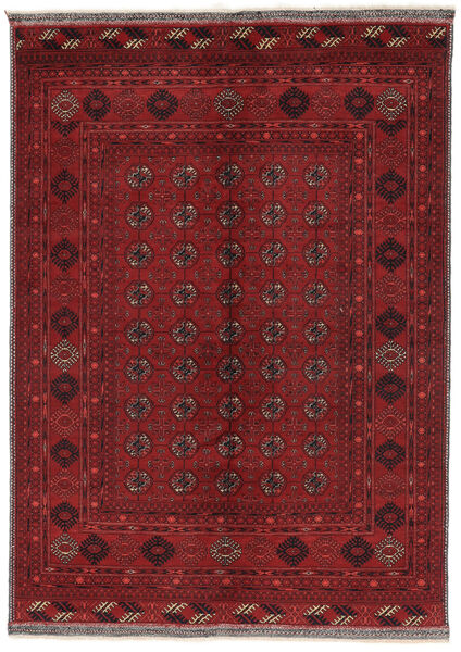  Classic Afghan Fine Tæppe 124X177 Ægte Orientalsk Håndknyttet Sort/Mørkerød (Uld, )