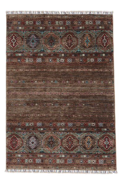 Shabargan Tæppe 127X188 Ægte Orientalsk Håndknyttet Sort/Mørkebrun (Uld, Afghanistan)