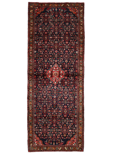  Hamadan Tæppe 115X310 Ægte Orientalsk Håndknyttet Tæppeløber Sort/Mørkerød (Uld, )