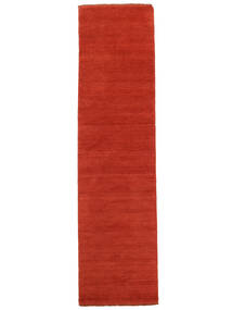  Handloom Fringes - Rust/Rød Tæppe 80X300 Moderne Tæppeløber Hvid/Creme/Mørkerød (Uld, Indien)