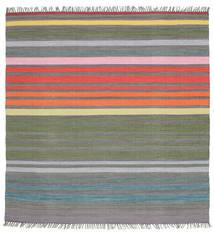  Rainbow Stripe - Multicolor Tæppe 200X200 Ægte Moderne Håndvævet Kvadratisk Multicolor (Bomuld, )