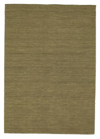  Kelim Loom - Oliven Tæppe 160X230 Ægte Moderne Håndvævet Olivengrøn (Uld, Indien)