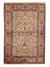  Keshan Silke Tæppe 100X153 Ægte Orientalsk Håndknyttet Mørkebrun/Brun (Silke, Persien/Iran)