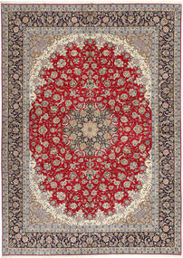  Isfahan Silketrend Tæppe 300X417 Ægte Orientalsk Håndknyttet Rød/Lysegrå Stort ()