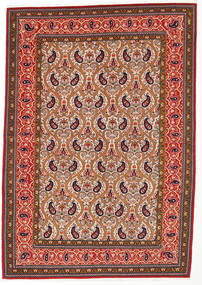  Ghom Kork/Silke Tæppe 142X205 Ægte Orientalsk Håndknyttet Mørkebrun/Rød (Uld/Silke, Persien/Iran)