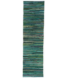  Ronja - Turquoise/Multicolor Tæppe 80X250 Ægte Moderne Håndvævet Tæppeløber Turquoise/Multicolor (Bomuld, )
