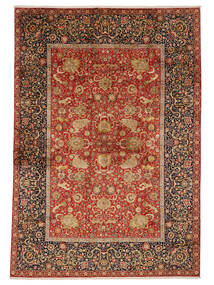  Kashmir Pure Silke Tæppe 303X436 Ægte Orientalsk Håndknyttet Mørkebrun/Rust Stort (Silke, Indien)