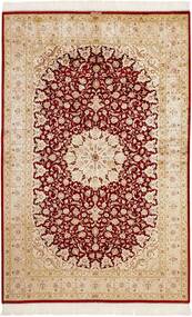  Ghom Silke Tæppe 159X246 Ægte Orientalsk Håndknyttet Beige/Mørkerød (Silke, Persien/Iran)