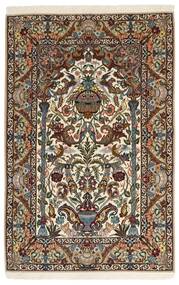  Isfahan Silketrend Tæppe 127X200 Ægte Orientalsk Håndknyttet Lysebrun/Mørkebrun/Brun (Uld/Silke, Persien/Iran)