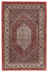  Bidjar Med Silke Tæppe 95X146 Ægte Orientalsk Håndknyttet Mørkebrun/Mørkerød (Uld/Silke, Persien/Iran)