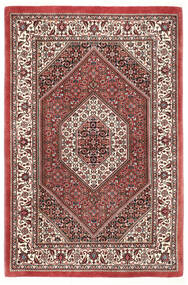  Bidjar Med Silke Tæppe 94X143 Ægte Orientalsk Håndknyttet Mørkebrun/Beige (Uld/Silke, Persien/Iran)