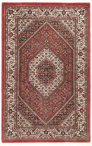  Bidjar Med Silke Tæppe 95X148 Ægte Orientalsk Håndknyttet Mørkerød/Mørkebrun (Uld/Silke, Persien/Iran)