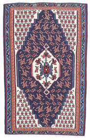  Kelim Senneh Tæppe 110X165 Ægte Orientalsk Håndvævet Mørkegrå/Mørkelilla (Uld, Persien/Iran)
