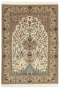  Isfahan Silketrend Tæppe 130X190 Ægte Orientalsk Håndknyttet Lysebrun/Brun (Uld/Silke, Persien/Iran)