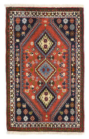  Yalameh Tæppe 65X102 Ægte Orientalsk Håndknyttet Mørkebrun/Mørkeblå (Uld, Persien/Iran)