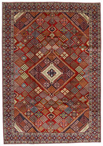  Hamadan Tæppe 215X308 Ægte Orientalsk Håndknyttet Mørkerød/Mørkebrun (Uld, Persien/Iran)
