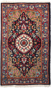  Kerman Tæppe 92X158 Ægte Orientalsk Håndknyttet Sort/Mørkerød (Uld, Persien/Iran)