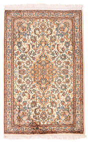  Kashmir Pure Silke Tæppe 63X98 Ægte Orientalsk Håndknyttet Gul/Lysebrun (Silke, Indien)