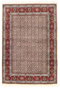  Moud Tæppe 100X148 Ægte Orientalsk Håndknyttet Beige/Mørkerød (Uld/Silke, Persien/Iran)