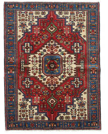  Nahavand Tæppe 140X188 Ægte Orientalsk Håndknyttet Mørkerød/Mørkeblå (Uld, Persien/Iran)