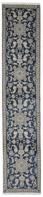  Nain Tæppe 78X386 Ægte Orientalsk Håndknyttet Tæppeløber Sort/Mørkegrå (Uld, Persien/Iran)