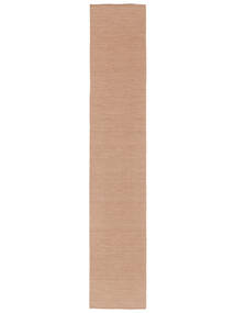  Kelim Loom - Dusty Rose Tæppe 80X400 Ægte Moderne Håndvævet Tæppeløber Mørkerød/Beige (Uld, Indien)