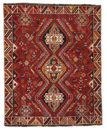  Shiraz Tæppe 125X152 Ægte Orientalsk Håndknyttet Mørkerød/Mørkebrun/Sort (Uld, Persien/Iran)