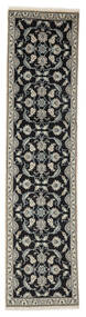  Nain Tæppe 74X308 Ægte Orientalsk Håndknyttet Tæppeløber Sort/Beige (Uld, Persien/Iran)