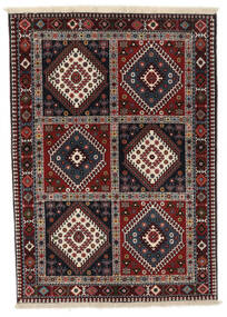  Yalameh Tæppe 103X147 Ægte Orientalsk Håndknyttet Sort/Mørkebrun (Uld, Persien/Iran)