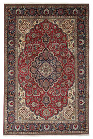  Tabriz Tæppe 204X306 Ægte Orientalsk Håndknyttet Sort/Mørkebrun (Uld, Persien/Iran)
