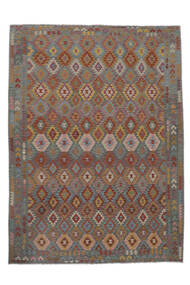  Kelim Afghan Old Style Tæppe 258X353 Ægte Orientalsk Håndvævet Brun, Mørkerød Stort (Uld, )