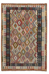  Kelim Afghan Old Style Tæppe 201X290 Ægte Orientalsk Håndvævet Brun, Sort (Uld, )