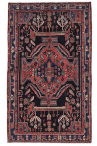 125X225 Nahavand Taeppe Tæppe Ægte Orientalsk Håndknyttet Sort/Mørkerød (Uld, Persien/Iran)