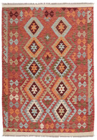  Kelim Afghan Old Style Tæppe 134X191 Ægte Orientalsk Håndvævet Mørkebrun/Mørkerød (Uld, Afghanistan)