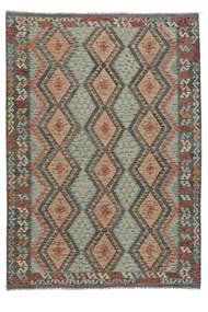  Kelim Afghan Old Style Tæppe 214X299 Ægte Orientalsk Håndvævet Mørkegrøn/Hvid/Creme (Uld, Afghanistan)