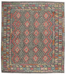  Kelim Afghan Old Style Tæppe 253X287 Ægte Orientalsk Håndvævet Mørkebrun/Sort Stort (Uld, Afghanistan)
