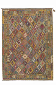  Kelim Afghan Old Style Tæppe 204X290 Ægte Orientalsk Håndvævet Brun, Sort (Uld, )