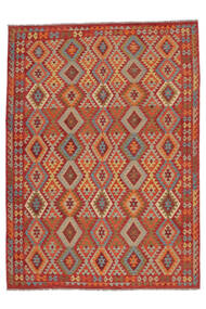  Kelim Afghan Old Style Tæppe 256X351 Ægte Orientalsk Håndvævet Mørkerød/Mørkebrun Stort (Uld, Afghanistan)