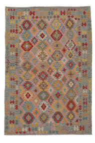  Kelim Afghan Old Style Tæppe 199X295 Ægte Orientalsk Håndvævet Brun, Mørkegrøn (Uld, )