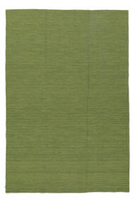  Kelim Loom - 2. Sortering Tæppe 200X300 Ægte Moderne Håndvævet Mørkegrøn/Hvid/Creme (Uld, Indien)