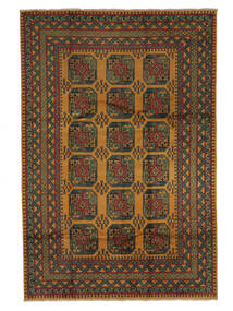  Afghan Tæppe 195X291 Ægte Orientalsk Håndknyttet Sort/Mørkebrun (Uld, Afghanistan)