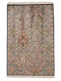  Kashmir Pure Silke Tæppe 79X119 Ægte Orientalsk Håndknyttet Mørkebrun/Mørkegrå (Silke, Indien)