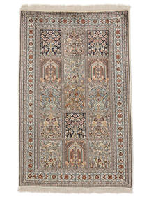  Kashmir Pure Silke Tæppe 79X123 Ægte Orientalsk Håndknyttet Mørkebrun/Hvid/Creme (Silke, Indien)